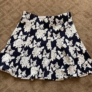 Navy/White Floral Skirt